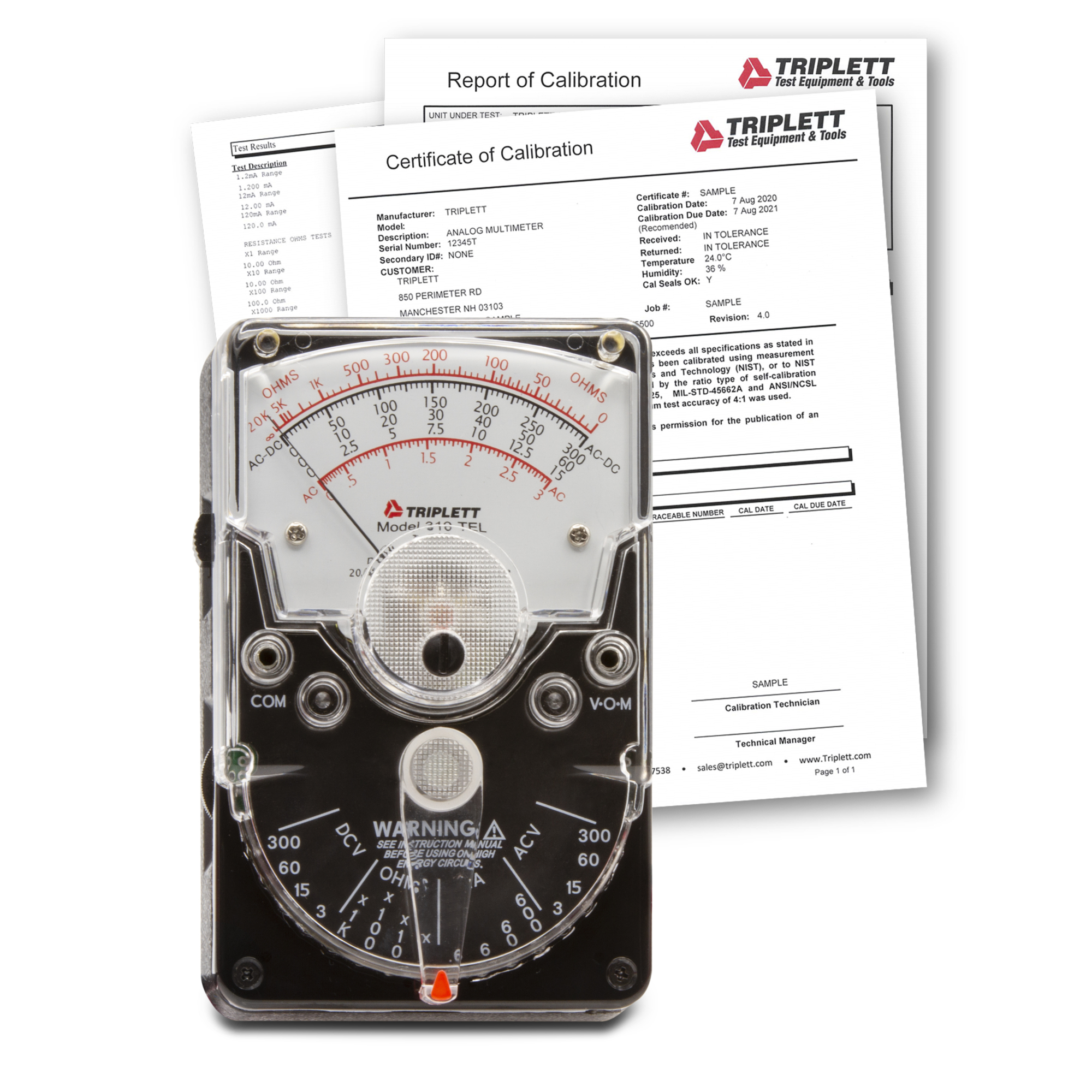 Triplett 3067-NIST 3067 Analog Multimeter with Certificate of Traceability to N.I.S.T.